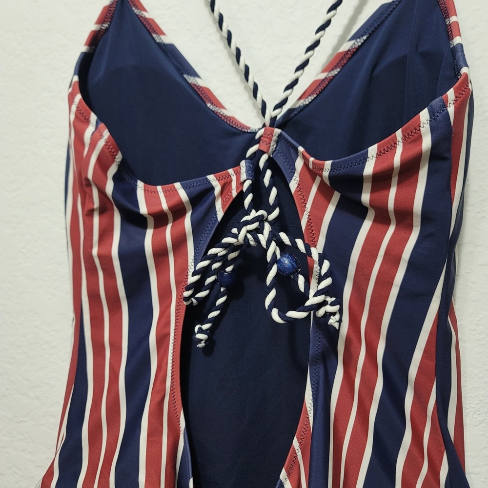 aerie Striped One-Piece Swimsuit in Navy, Red & White - Picture 11 of 14